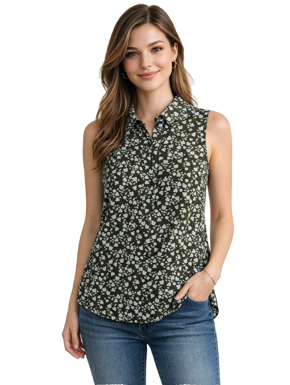 Cabi Sleeveless Floral Blouse Sz S/CH/P Polyester Machine Wash